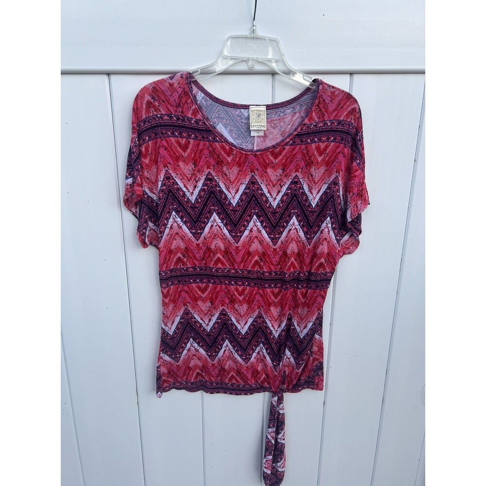 Bonded U.S.A Women’s Short Sleeve Top Boho Multicolor Sz Medium Vintage